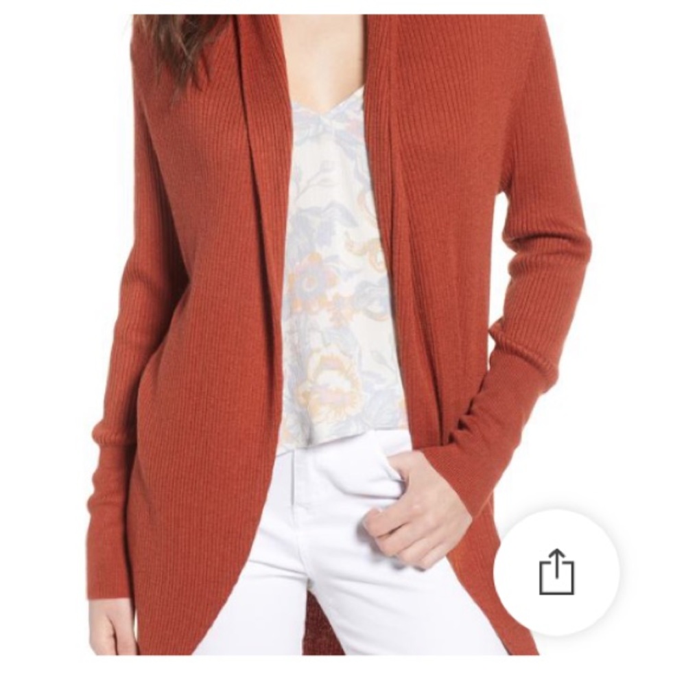 Rust Ribbed Cardigan - Picture 2 of 3